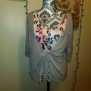 Blouse w attached cardigan